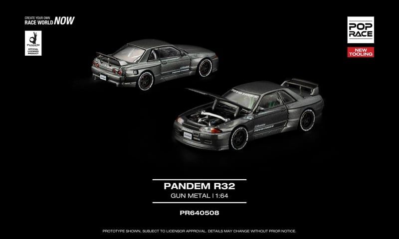  Mô hình xe Nissan Pandem R32 - Gun Metal tỉ lệ 1:64 Pop Race PR640508 