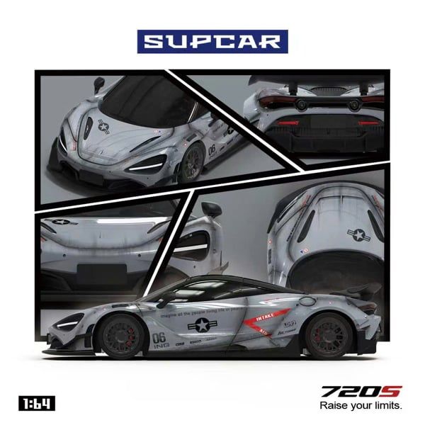  Mô hình xe Mclaren 720s LBWK fighter gray tỉ lệ 1:64 Supcar SC800402 