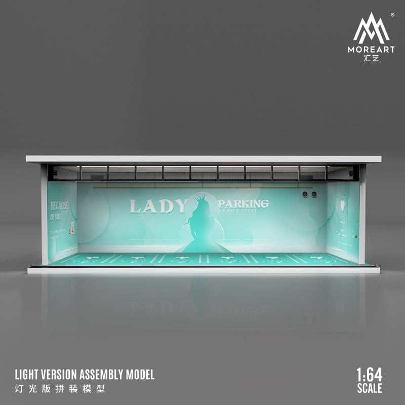  Hộp trưng bày mô phỏng diroram showroomGoddess Tiffany Blue parking space scene Light version assembly scene tỉ lệ 1:64 Moreart MO914018 