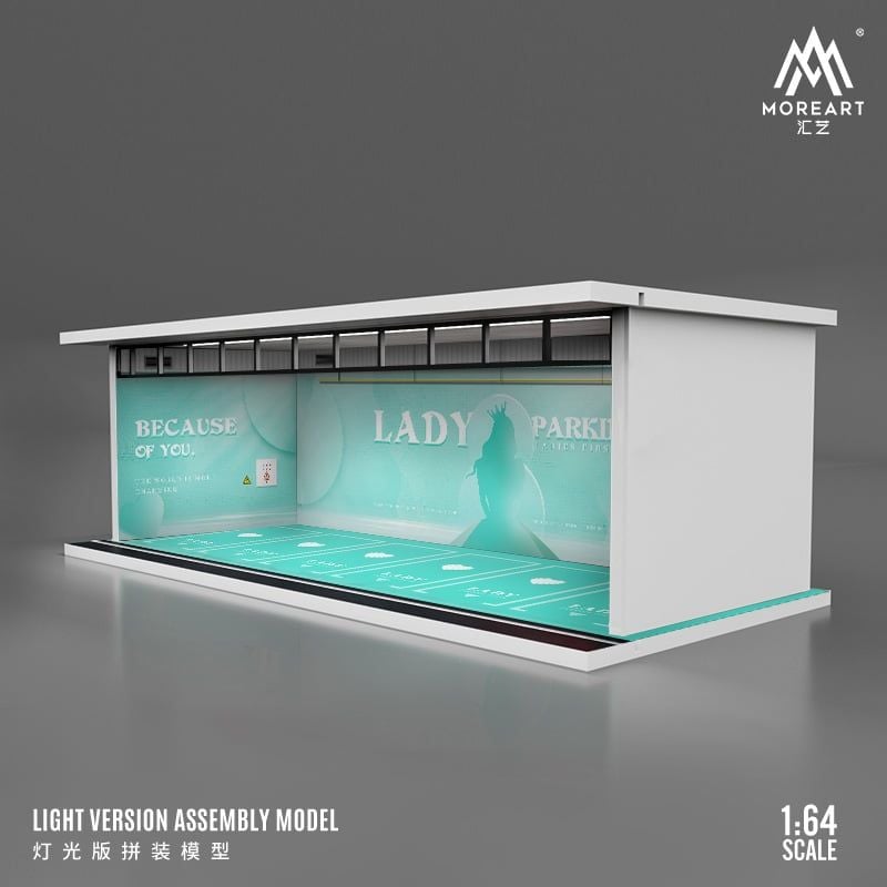  Hộp trưng bày mô phỏng diroram showroomGoddess Tiffany Blue parking space scene Light version assembly scene tỉ lệ 1:64 Moreart MO914018 