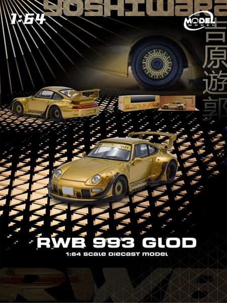  Mô hình xe Porsche RWB 993 Gold (Yoshiwara) tỉ lệ 1:64 ModelModel MM64-RWB993-006 