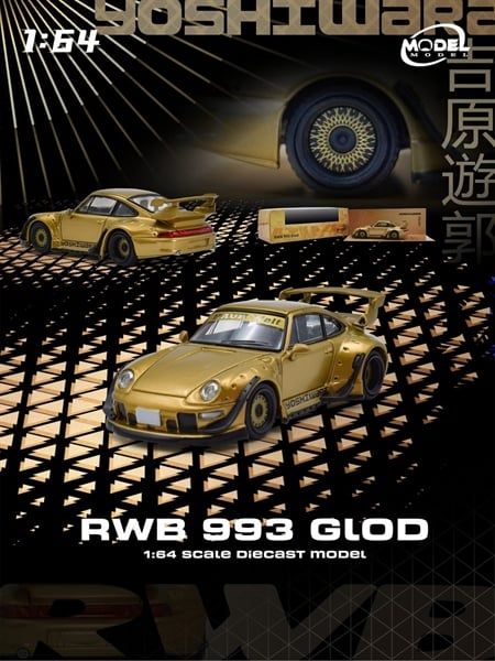  Mô hình xe Porsche RWB 993 Gold (Yoshiwara) tỉ lệ 1:64 ModelModel MM64-RWB993-006 