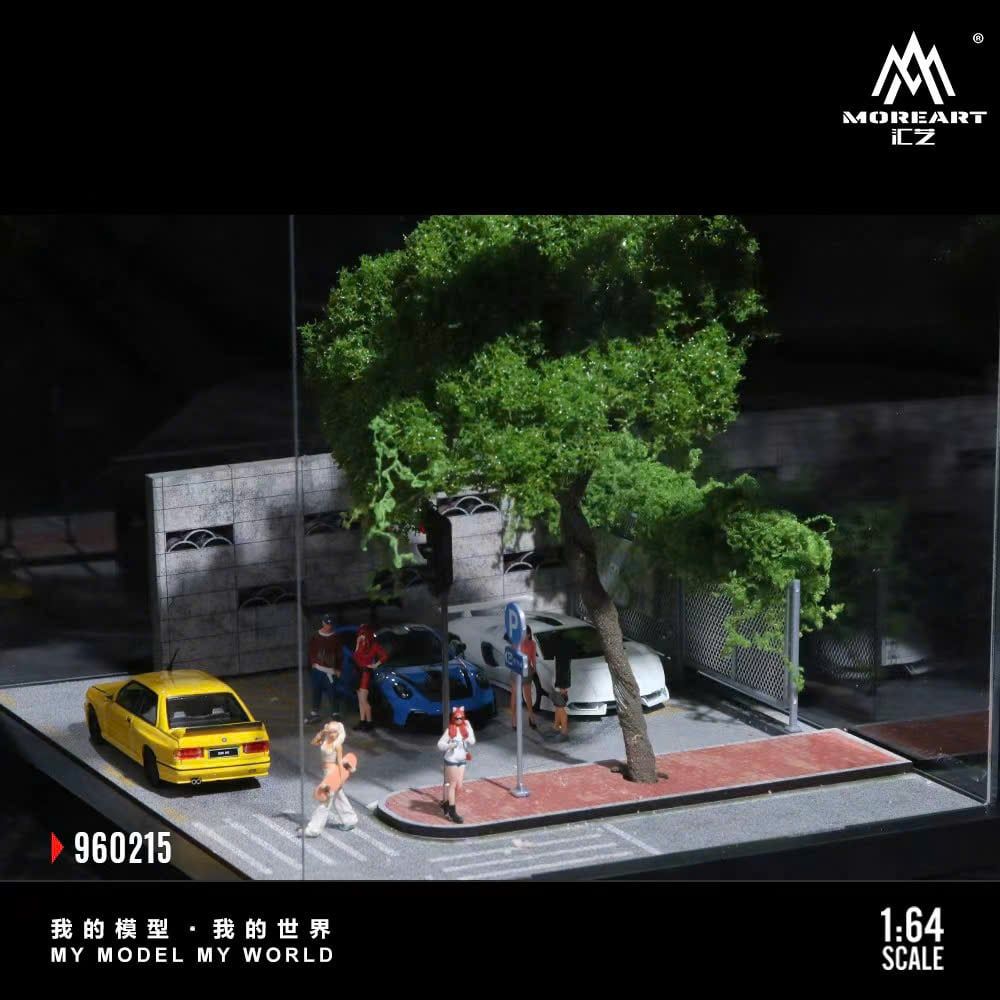  Hộp trưng bày mô phỏng công viên có hàng rào - đèn giao thông hộp mica Street Scene Assembly Series 15 22cm x 19.5cm x 15.5cm tỉ lệ 1:64 MoreArt MO960215 