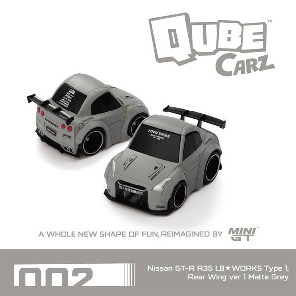  Mô hình xe Nissan GT-R R35 LB Works Type 1 Rear Wing Ver 1 Matte Grey MiniGT - QubeCarz MGTQC002 
