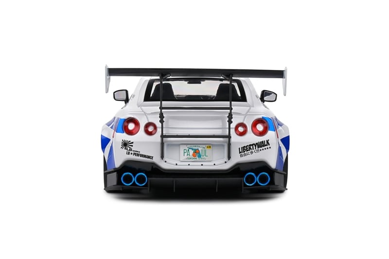  Mô hình xe ô tô Nissan GT-R (R35) LBWK Liberty Walk Body Kit 2.0 White & Blue Stripes 2024 tỉ lệ 1:18 Solido model S1805816 