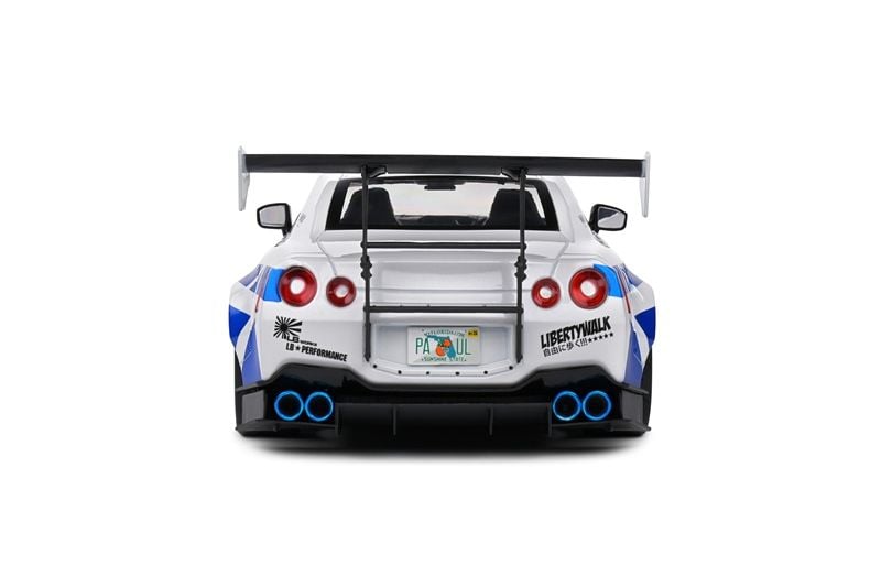  Mô hình xe ô tô Nissan GT-R (R35) LBWK Liberty Walk Body Kit 2.0 White & Blue Stripes 2024 tỉ lệ 1:18 Solido model S1805816 
