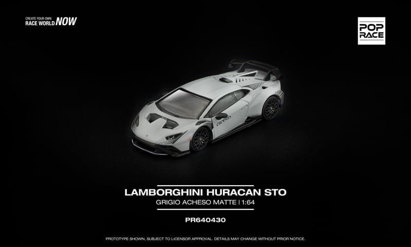  Mô hình xe Lamborghini Huracan Sto - Grigio Acheso Matte tỉ lệ 1:64 Pop Race PR640430 