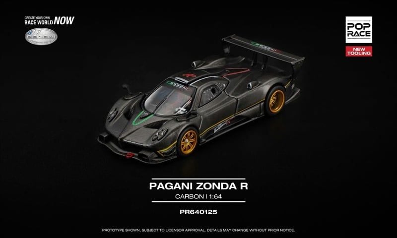  Mô hình xe Pagani Zonda R mở được nắp máy - capo tỉ lệ 1:64 Poprace PR640125 