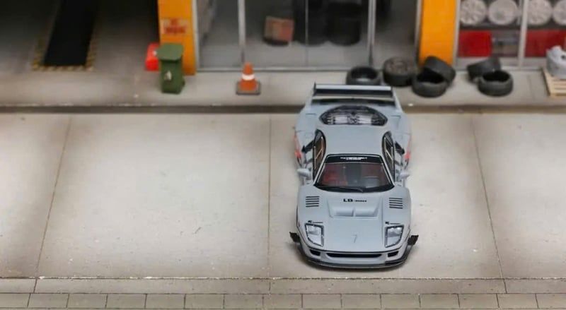  Mô hình xe ferrari LBWK F40 Cement Grey Diecast Model tỉ lệ 1:64 GHOST PLAYER 