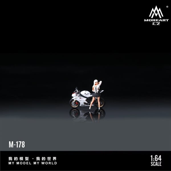  Mô hình nhân vật figure và xe Yamaha YZF R6 White Girl Motorcycle Doll Simulation Resin tỉ lệ 1:64 MoreArt MO222178 