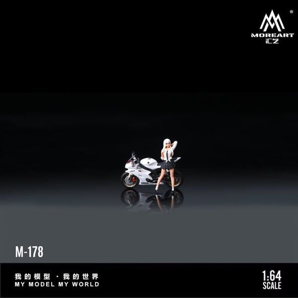  Mô hình nhân vật figure và xe Yamaha YZF R6 White Girl Motorcycle Doll Simulation Resin tỉ lệ 1:64 MoreArt MO222178 