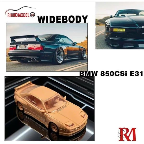  Mô hình xe BMW 850CS i E31 wide body modification / flashing light tỉ lệ 1:64 Rhino model OT64504 
