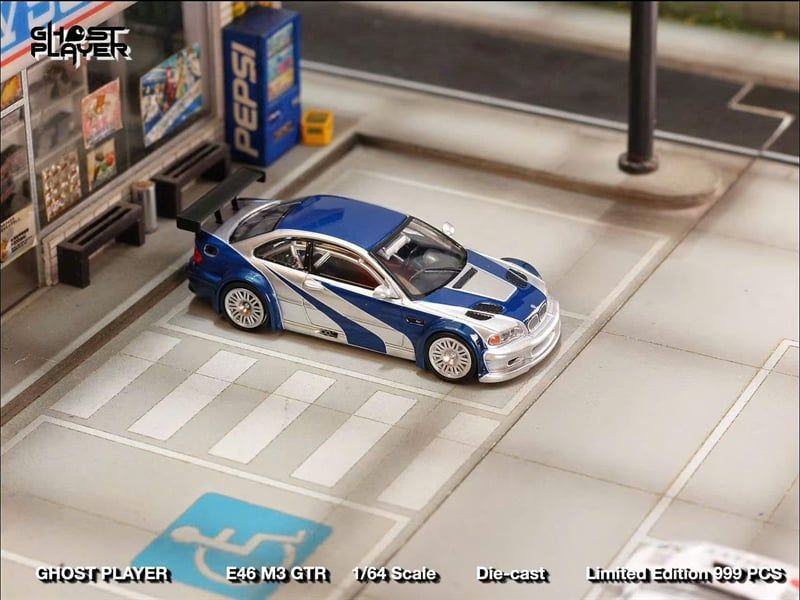  Mô hình xe BMW M3 E46 GTR NFS Silverblue Need for Speed tỉ lệ 1:64 Ghost Slayer OT64471 