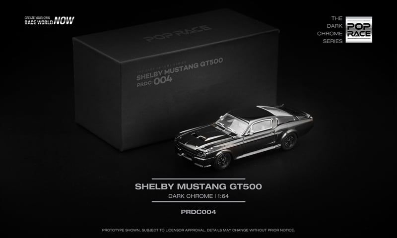  Mô hình xe ô tô Ford Mustang shelby GT500 dark chrome series mở được capo tỉ lệ 1:64 Poprace PRDC004 