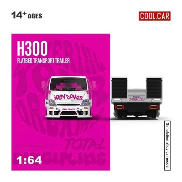  Mô hình xe tải thớt trượtH300 Flatbed Transport Trailer Iron Maiden White & Pink Paint Scheme tỉ lệ 1:64 Coolcar CC647230 