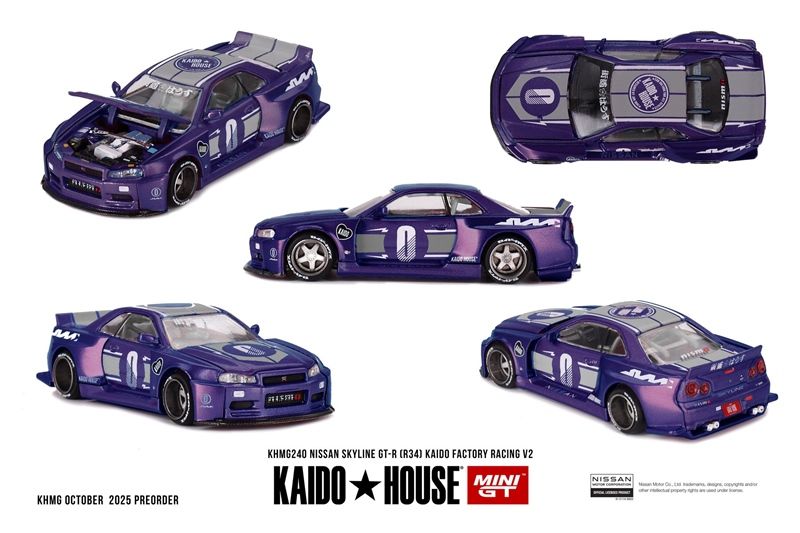 Mô hình xe Nissan Skyline GT-R (R34) KAIDO RACING FACTORY V2 tỉ lệ 1:64 Kaido House KHMG240 