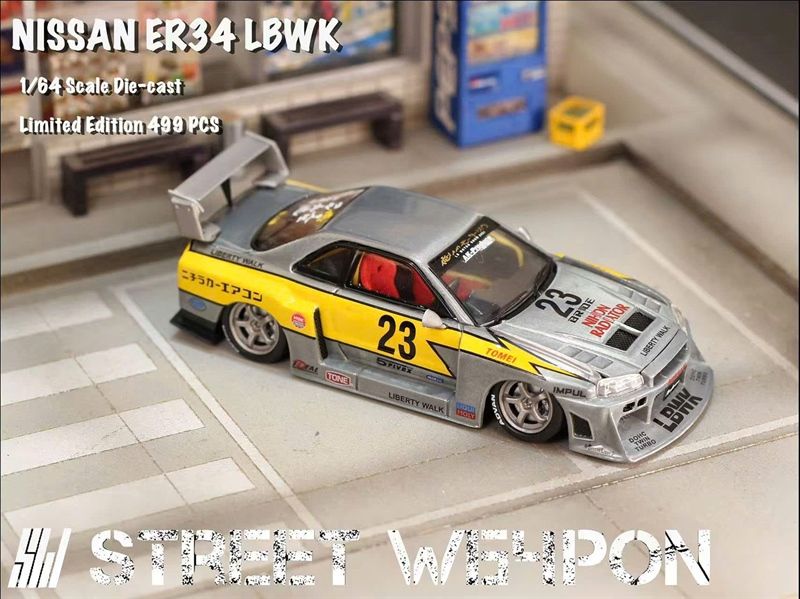  Mô hình xe Nissan ER34 LBWK alloy car model tỉ lệ 1:64 Street Weapon OT64486 