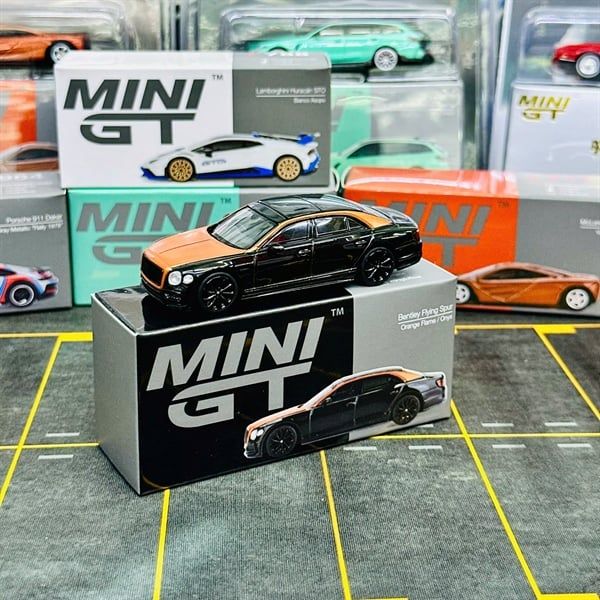  [Hàng Loose] Mô hình xe Bentley Flying Spur Orange Flame / Onyx RHD tỉ lệ 1:64 MiniGT MGT00991L 