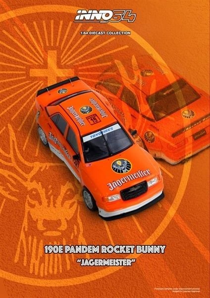  Mô hình xe PANDEM ROCKET BUNNY 190E JAGERMEISTER tỉ lệ 1:64 Inno64 IN64-190EP-JGMT 