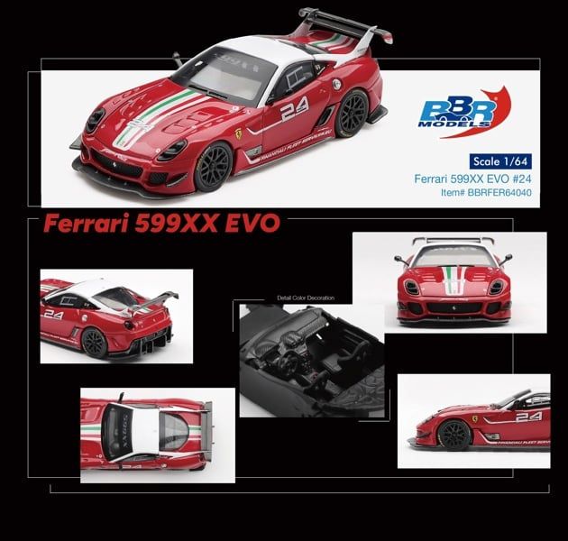 Mô hình xe Ferrari 599XX EVO #24 tỉ lệ 1:64 BBR BBRFER64040 