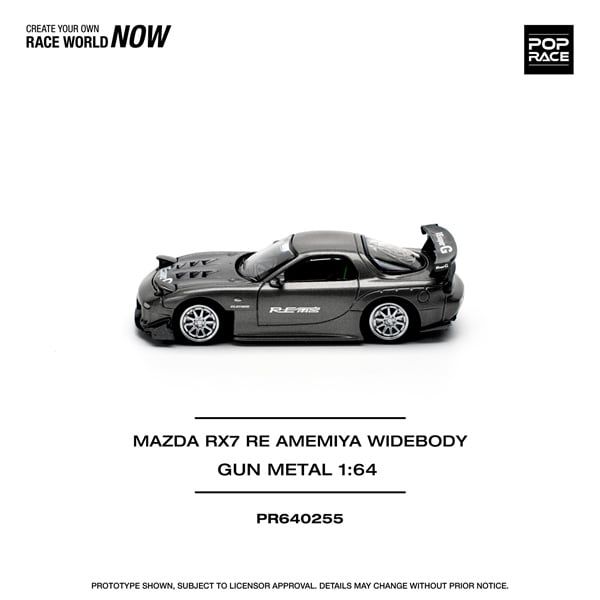  [Hàng Loose] Mô hình xe ô tô Mazda RX-7 Re-Amemiya - Gun metal tỉ lệ 1:64 Pop Race PR640255 