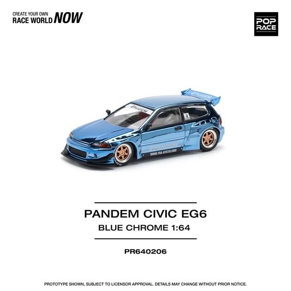  [Hàng Loose] Mô hình xe Pandam Civic EG6 Blue Chrome tỉ lệ 1:64 PopRace PR640206 