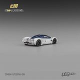  Mô hinh xe Pagani Utopia Bianco Benny with Blu Francia Carbon & Rosso Monza Stripe tỉ lệ 1:64 CM Model CM64-Utopia-08 