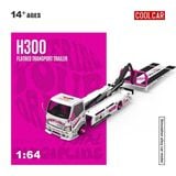  Mô hình xe tải thớt trượtH300 Flatbed Transport Trailer Iron Maiden White & Pink Paint Scheme tỉ lệ 1:64 Coolcar CC647230 