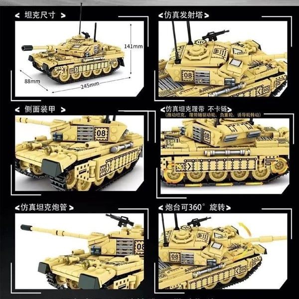  Mô hình lắp ghép Xe Tăng Challenger MILITARY TANK 536 mảnh LY72 LG042 