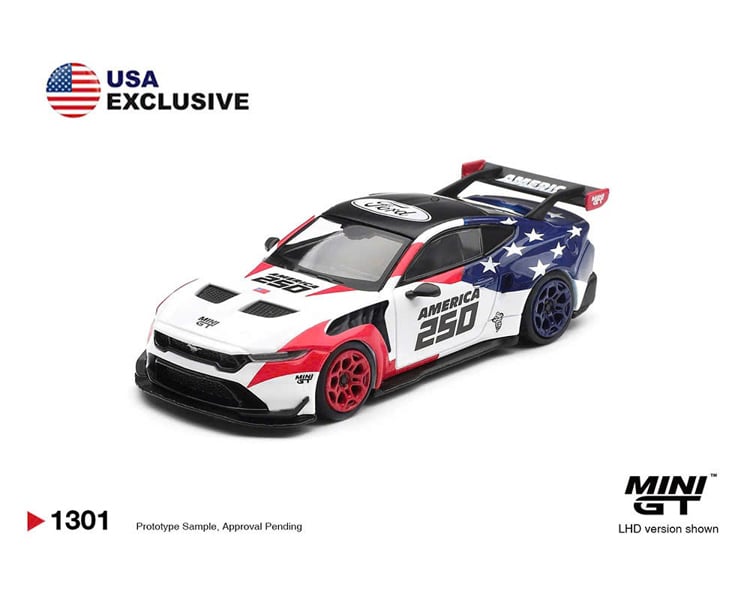  Mô hình xe Ford Mustang GTD America 250 USA Exclusive LHD bản card tỉ lệ 1:64 MiniGT MGT01301 