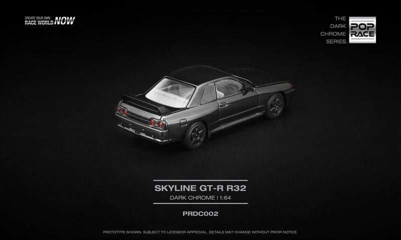  Mô hình xe ô tô Nissan Skyline GTR R32 dark chrome series mở được capo tỉ lệ 1:64 Poprace PRDC002 