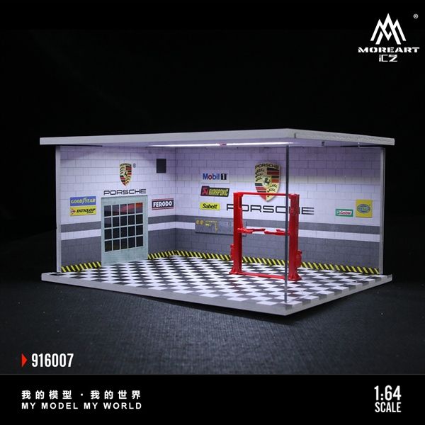  Mô hình trưng bày mô phỏng Car Repair Shop Porsche tỉ lệ 1:64 More Art MO916007 