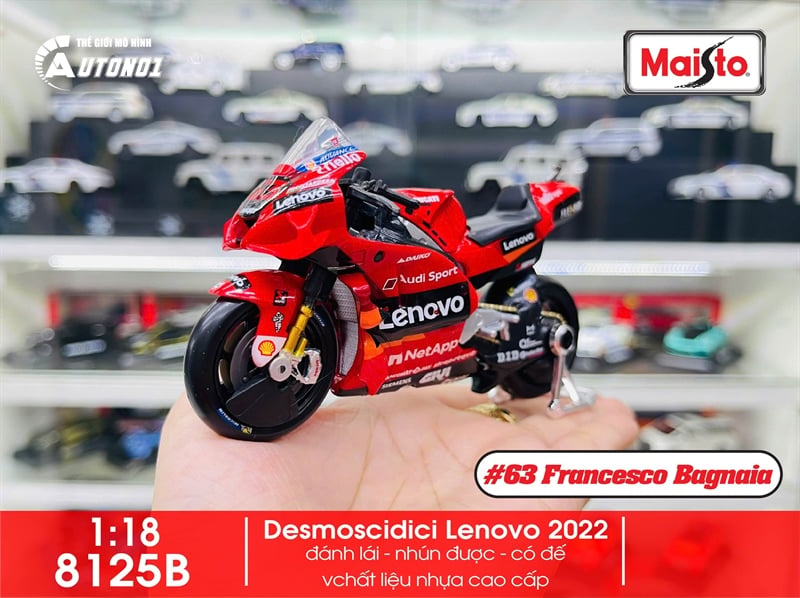  Mô hình xe mô tô GP Ducati Desmoscidici Lenovo Racing 2022 tỉ lệ 1:18 Maisto 8125 