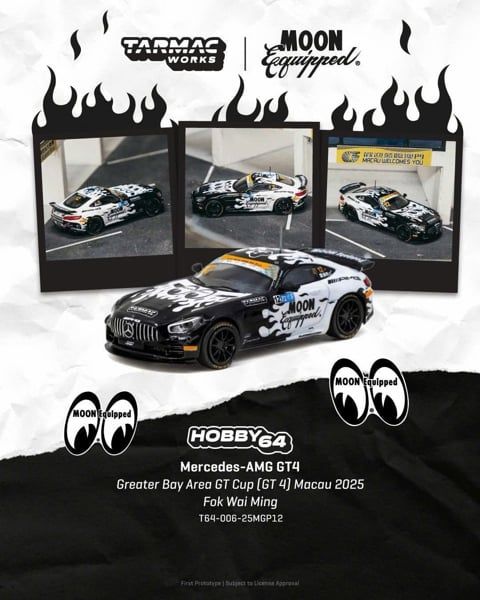  Mô hình xe Mercedes-AMG GT4, Greater Bay Area GT Cup (GT 4) Macau 2025, FOK Wai Ming (#T64-006-25MGP12) tỉ lệ 1:64 Tarmac WorksT64-006-25MGP12 