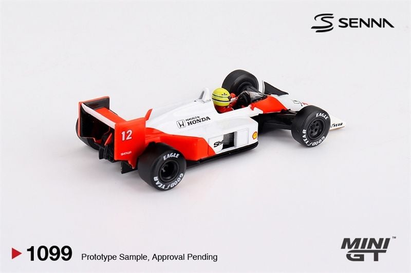  Mô hình xe McLaren MP4/4 #12 Ayrton Senna 1988 Japanese Grand Prix Winner bản card tỉ lệ 1:64 MiniGT MGT01099 