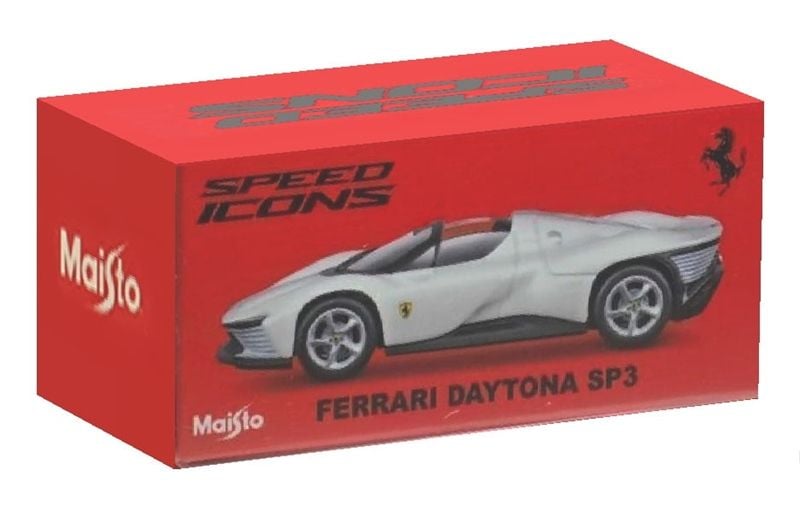  Mô hình xe Ferrari Daytona Sp3 white - Speed Icon bản card tỉ lệ 1:64 Maisto 15710 