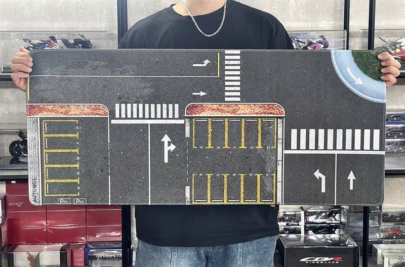  Phụ kiện thảm sa bàn chống trượt mô phỏng diorama bãi đỗ xe/ Parking lot kích thước 90X40cm cho mô hình xe 1:64 Autono1 PT003 