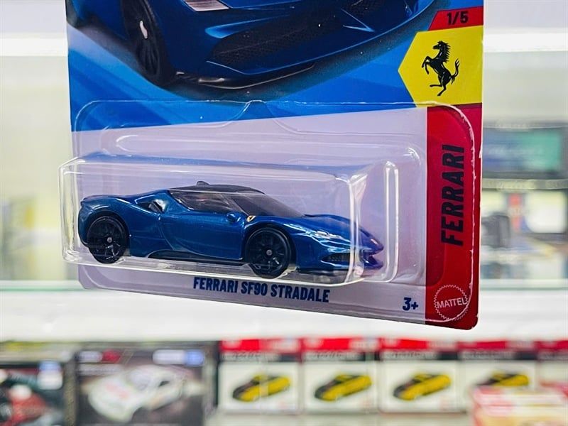  Mô hình xe Ferrari SF90 Stradale blue Hotwheels kim loại có bản quyền chính hãng tỉ lệ 1:64 C4982-FE 