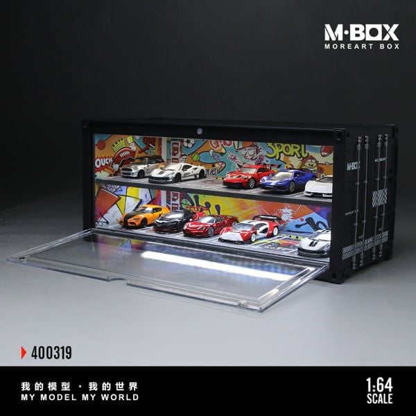  Hộp trưng bày container mô phỏng Bối cảnh chủ đề Graffiti có đèn kích thước 38.7x16x16.5cm tỉ lệ 1:64 MoreArt box M-Box MB400319 
