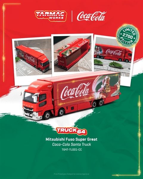  Mô hình xe Mitsubishi Fuso Super Great Coca-Cola Santa Truck Limited to 2,700pcs tỉ lệ 1:64 Tarmac Works T64T-TL001-CC 