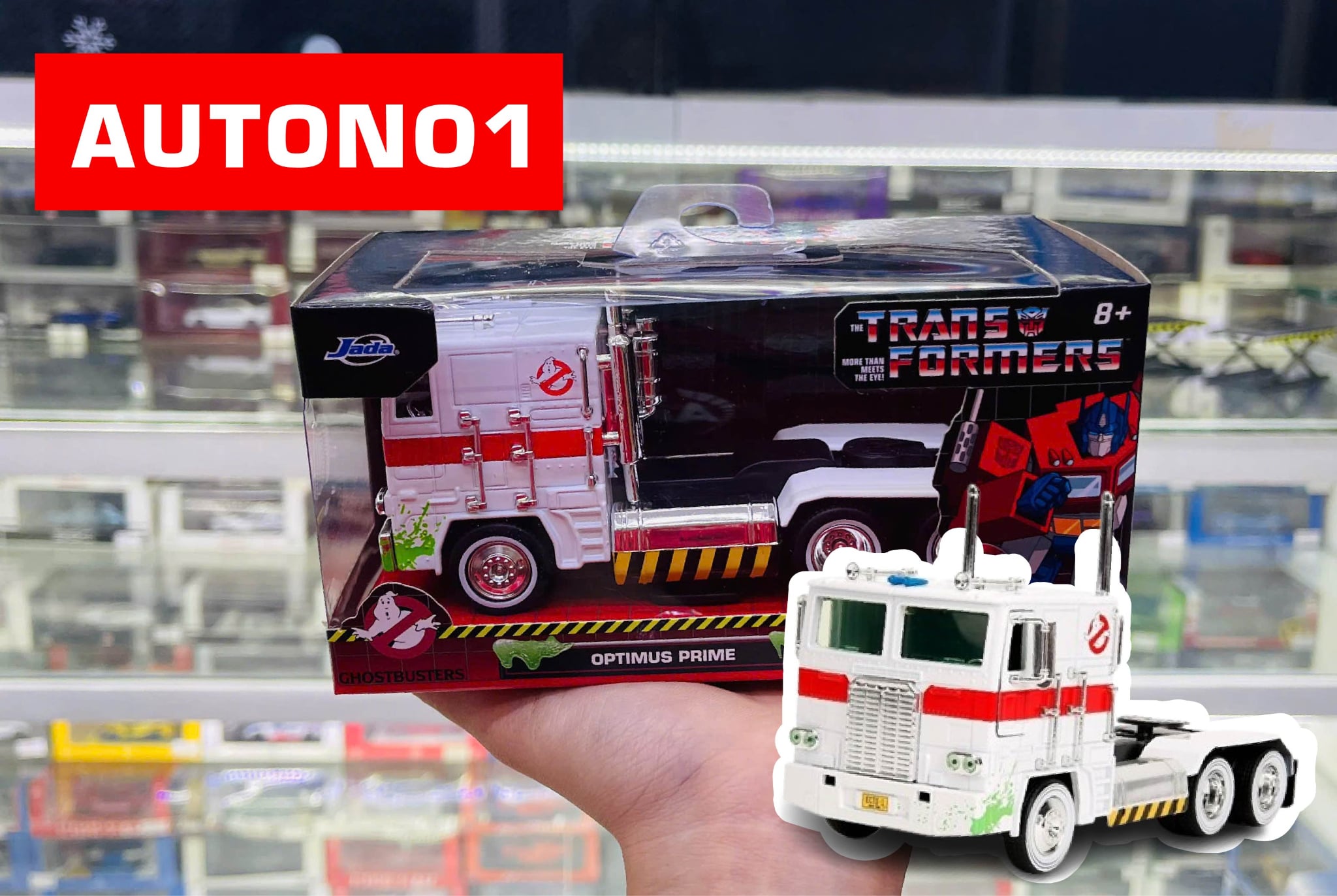  Mô hình xe Optimus Prime with Ghostbusters ECTO Hollywood Rides tỉ lệ 1:32 JADA TOYS 24078A 
