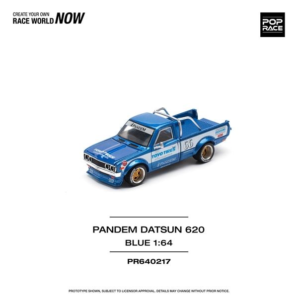  Mô hình xe Datsun Pandem 620 blue metallic mở được capo tỉ lệ 1:64 Poprace PR640217 