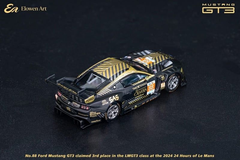  Mô hình xe Ford Mustang GT3 24 Hours of Le Mans #88 Black Gold livery tỉ lệ 1:64 Elowen ArtOT64897 