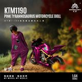  Set mô hình nhân vật figure và xe mô tô KTM 1190 Tyrannosaurus Roxy #80 pink resin tỉ lệ 1:64 MoreArt MO222198 