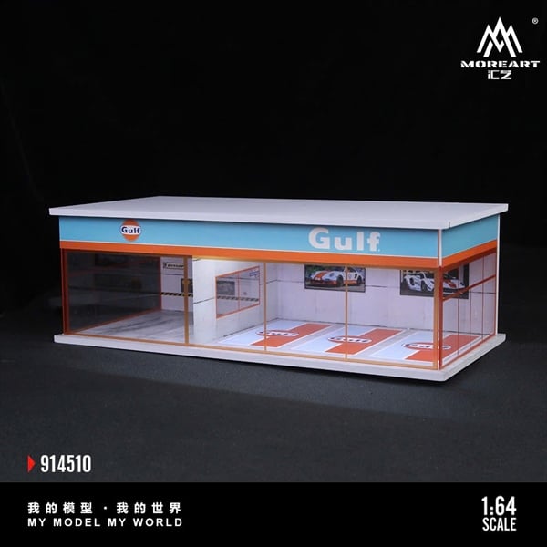  Hộp trưng bày mô phỏng showroom GULF Parking Scene có đèn kích thước 30cm x 15cm x 10cmtỉ lệ 1:64 MoreArt MO914510 