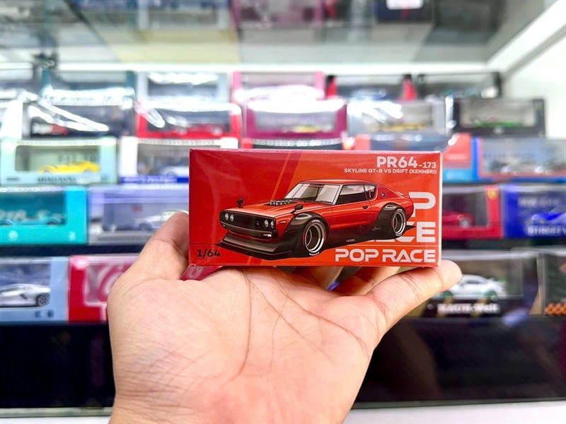  [Hàng Loose] Mô hình xe Skyline GT-R V8 Drift (Kenmeri) Orange tỉ lệ 1:64 Poprace PR640173 