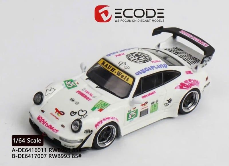  Mô hình xe Porsche RWB993 85# Iron Lady Paint Job tỉ lệ 1:64 Decode DE6417007 