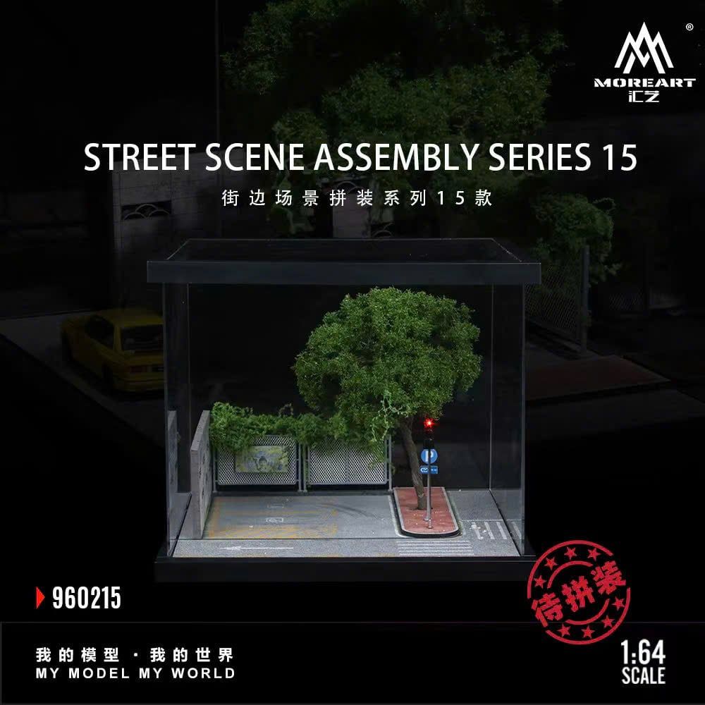  Hộp trưng bày mô phỏng công viên có hàng rào - đèn giao thông hộp mica Street Scene Assembly Series 15 22cm x 19.5cm x 15.5cm tỉ lệ 1:64 MoreArt MO960215 