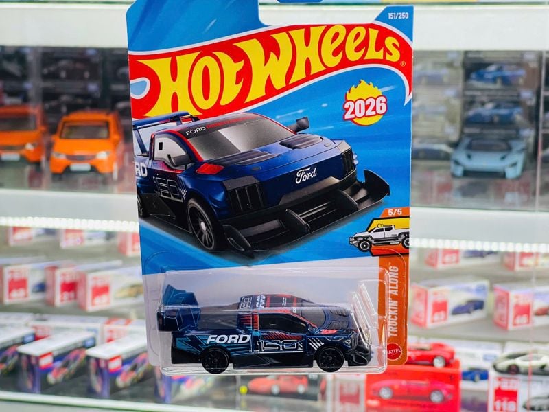  Mô hình xe Ford F150 lightning Supertruck Hot Wheels kim loại có bản quyền chính hãng tỉ lệ 1:64 C4982-FO 
