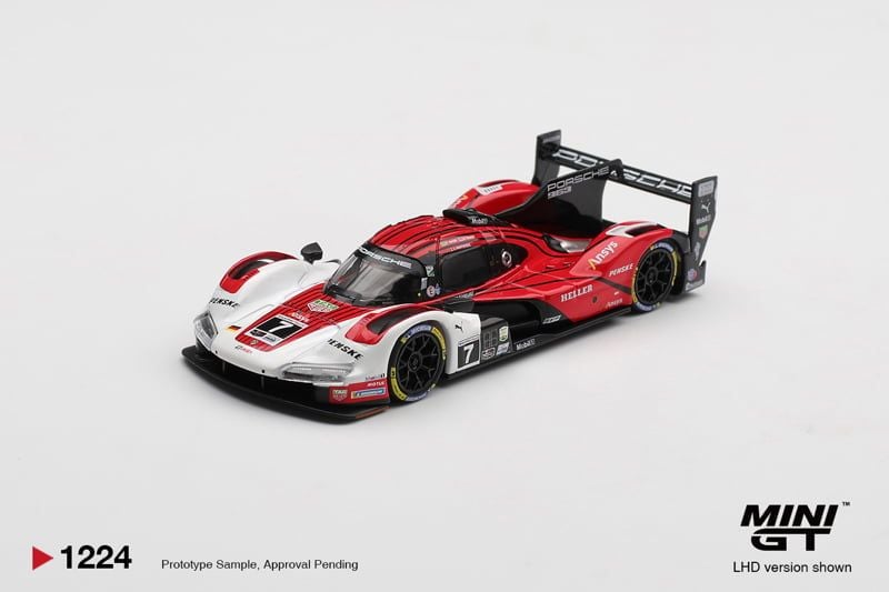  Mô hình xe Porsche 963 #7 Porsche Penske Motorsport 2025 IMSA Daytona 24 Hrs Winner bản card tỉ lệ 1:64 MiniGT MGT01224 